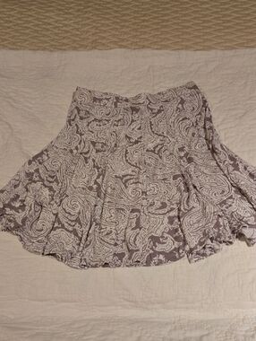 INC International Concepts Taupe Circle Skirt with White Paisley